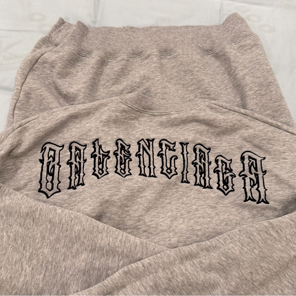Balenciaga Light Gray Gothic Tattoo Crewneck Sweatshirt